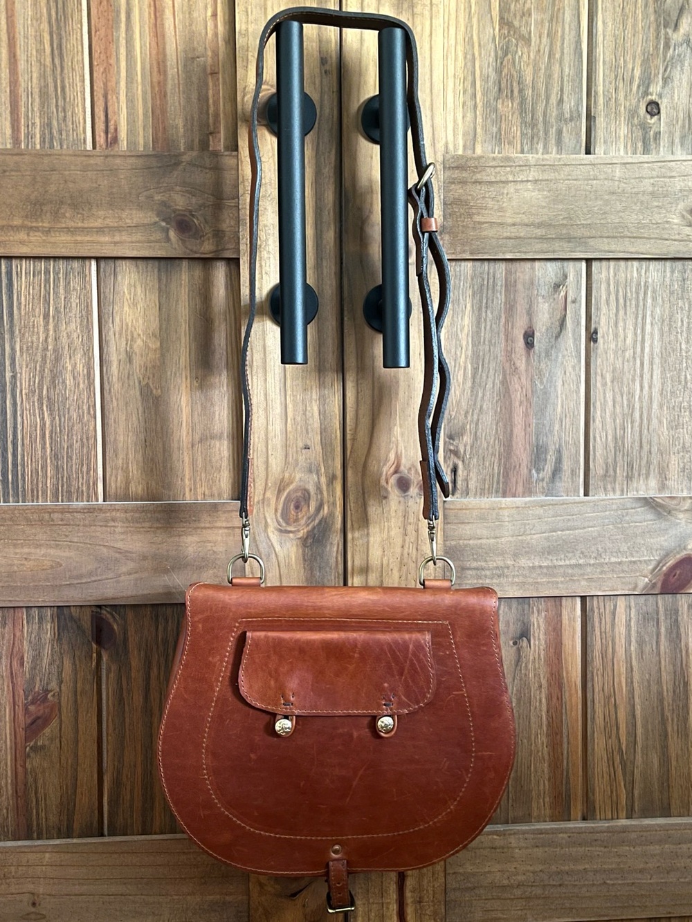 Reproduction Civil War Haversack Brown Leather Dixie Leather Works 13x11x2